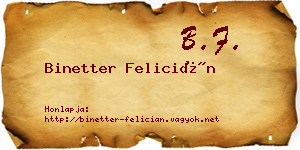 Binetter Felicián névjegykártya